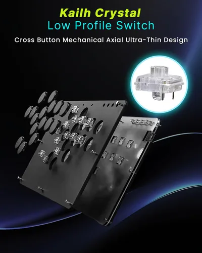 Vista 2 de Sehawei Haute42 T16 Pro V2 Black All-Button Arcade Stick Gamerfinger with Turbo Functions & Custom RGB,Arcade Controller Street Fight for