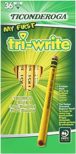 Vista 3 de Ticonderoga My First Tri-Write - Lápices con caja de madera (36 unidades) y Ticonderoga My First Lápices de madera (12 unidades)