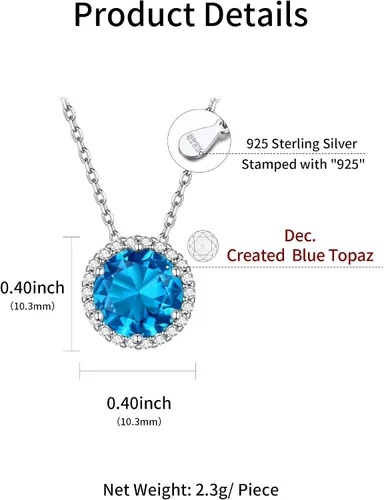 Vista 3 de ChicSilver Collar de plata de ley 925 con forma de corazón, redondo, pera, esmeralda y piedra natal simulada, regalo de cumpleaños para mujeres