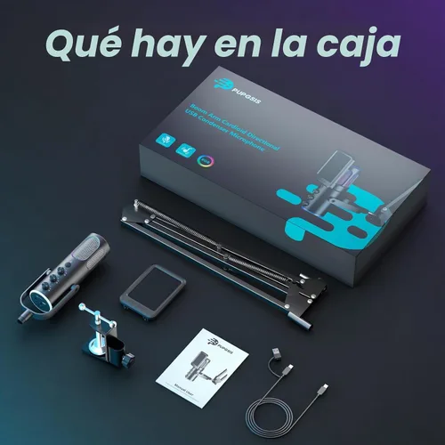 Vista 8 de Microfono para juegos, micrófono condensador USB para PC, PS4/5 y Mac, micrófono de computadora con cancelación de ruido, silencio, reverberación