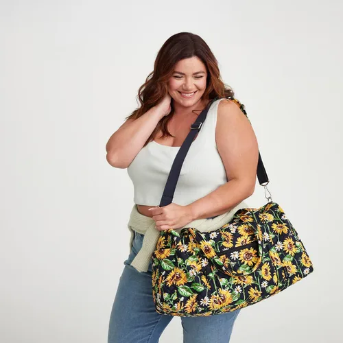 Vista 4 de Vera Bradley Bolsa de viaje mediana de algodón para mujer