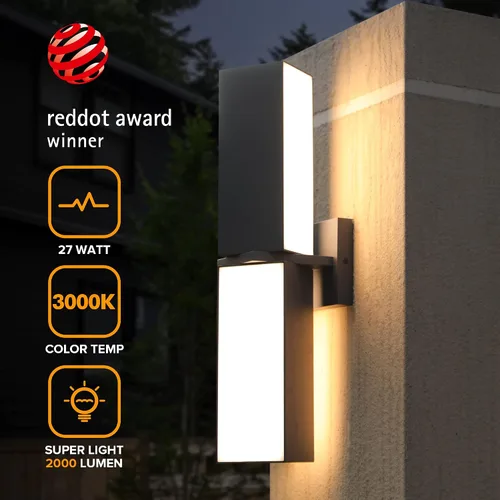 Vista 8 de LUTEC Luz de pared LED de 1100/2000LM 3000K al aire libre, impermeable exterior moderna luz de porche para patio, jardín, patio