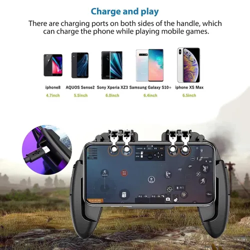 Vista 6 de JRSHOME Mobile Gaming Controller with Silent Cooling Fan Collapsible Holder Compatible with all Phones within 4.7-6.5 Inches(iOS Android) Fit for