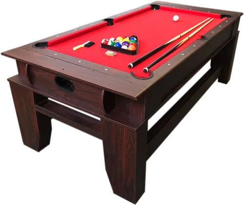 Vista 2 de Mesa de billar de 7 pies Air Hockey 2 en 1 Mesa de billar Fieltro rojo - Billardhockey