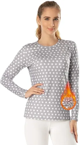 Vista 37 de MANCYFIT - Conjunto de ropa interior térmica para mujer, con forro polar, ultra suave Beige