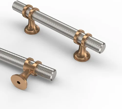 Vista 20 de Asidrama - Paquete de 10 manijas para gabinete de cocina de 3 pulgadas (76mm) de color negro mate y bronce champán, tiradores para gabinete