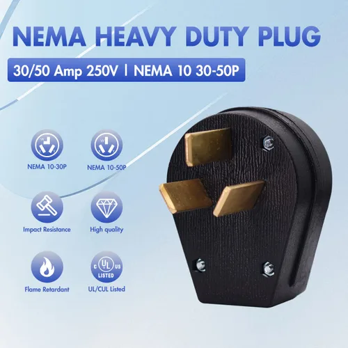 Vista 2 de NEMA 6-50R - Toma de corriente de receptáculo de 50 amperios, montaje empotrado, 2 polos, 3 cables 125/250 V, resistente grado industrial comercial