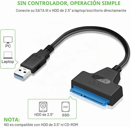 Vista 4 de Cable adaptador SATA a USB 3.0 para adaptador de disco duro SSD HDD de 2.5