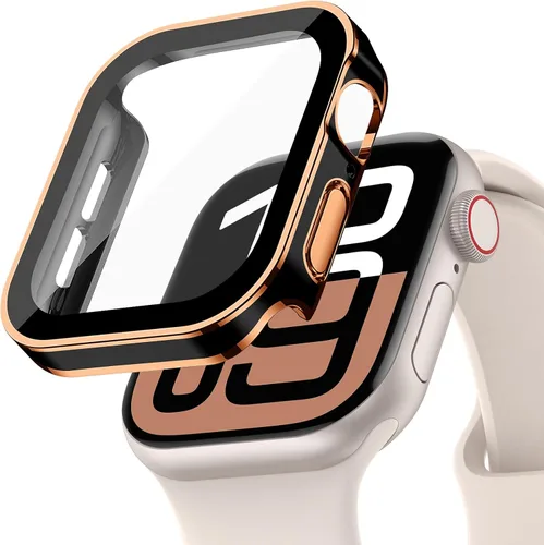 Vista 49 de Protección de Pantalla EIHAIHIS para Apple Watch Funda Serie 11 10 9 SE 8 7 6 5 4 40mm 44mm 41mm 45mm 42mm 46mm Vidrio Templado Impermeable PC