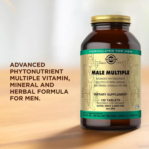 Vista 6 de Solgar Male Multiple - 120 tabletas - Fórmula multivitamínica, mineral y herbaria para hombres - Vegano, sin gluten y sin lácteos - 40 porciones