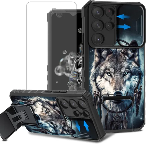 Vista 99 de Funda para teléfono Samsung Galaxy A15 5G con protector de pantalla con cubierta deslizante para cámara y soporte de doble capa híbrida resistente a