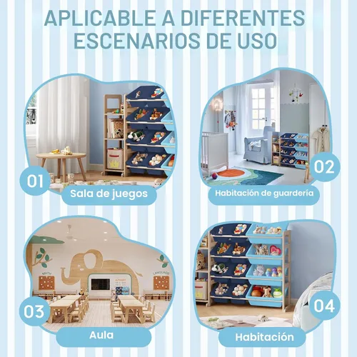 Vista 6 de Organizador de almacenamiento de juguetes - Organizadores de juguetes y almacenamiento con estantería, estante de almacenamiento de juguetes con 3
