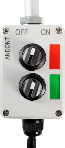 Vista 4 de Luz LED de torre Andon de 2 pilas con zumbador Rojo/verde, encendido/apagado o flash, interruptor ABB, adaptador Mean Well 120V-24V, Plug-and-Play