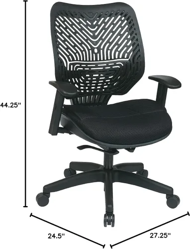 Vista 6 de Space Seating 86 REVV Series SpaceFlex - Silla de escritorio autoajustable con respaldo lumbar y asiento de malla acolchado, color cuervo y negro