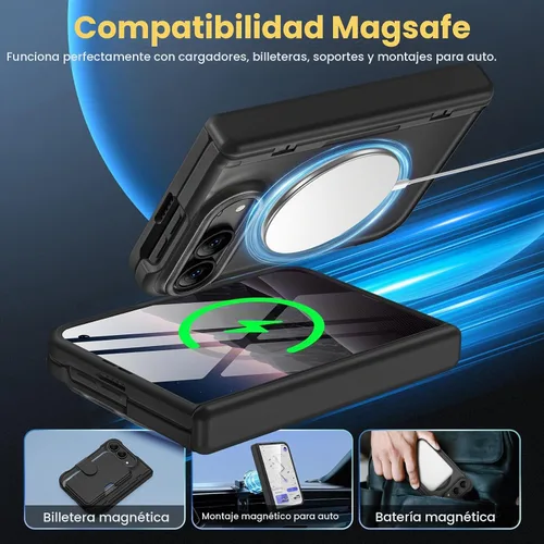 Vista 4 de Funda magnética para iPhone Duo con protección de bisagra, compatible con Negro