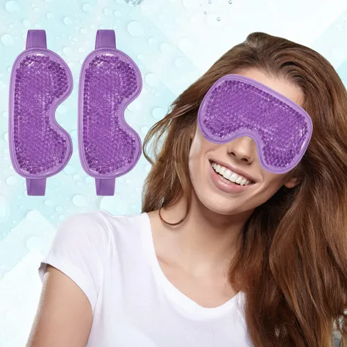 Vista 10 de Máscara refrescante para ojos fríos, máscara de compresión para ojos hinchados, reutilizable para ojos hinchados, gel de hielo para ojos cansados