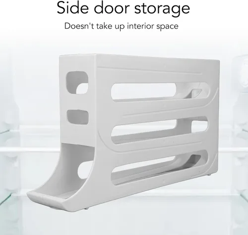 Vista 5 de Soporte para huevos para refrigerador, 60 unidades dispensador automático de huevos con 4 niveles y filas dobles, organizador de bandejas de huevos