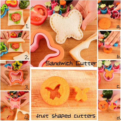Vista 4 de Cortador de sándwiches y sellador para niños, 10 unidades de pan grande, desoxidante para hacer panqueques, galletas, frutas, verduras, cortadores