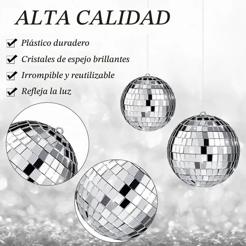 Vista 4 de Funtery 100 Piezas Bolas de Discoteca con Espejo a Granel Surtidas Plateadas Colgantes Decoración de Bolas de Discoteca para Hogar Boda Cumpleaños