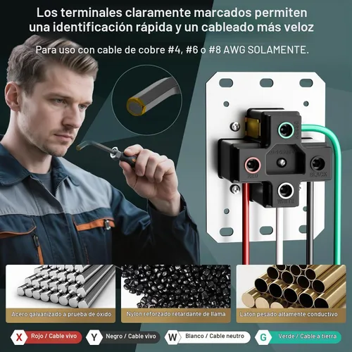 Vista 8 de Nema 14-50 EV Outlet con kit de caja de montaje en superficie, 50 amperios EV carga recta dispositivo receptáculo resistente, grado industrial, 3