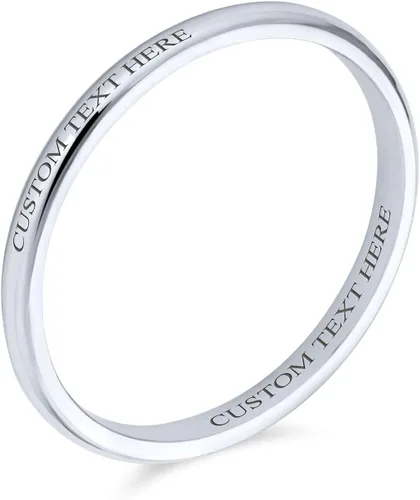 Vista 4 de Bling Jewelry Unisex Personalized Classic Simple Polished Minimalist Dome Traditional .925 Sterling Silver Couples Wedding Band Ring For Men For