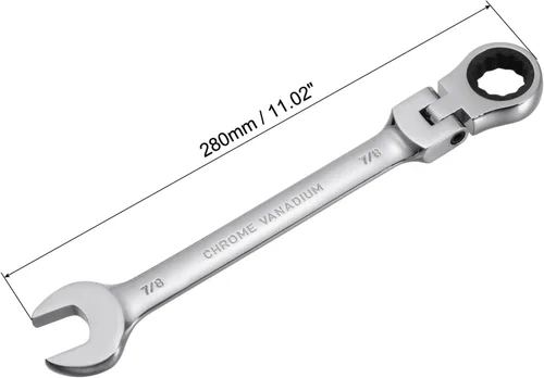 Vista 2 de uxcell Llave combinada de trinquete de cabeza flexible de 7/8 pulgadas SAE 72 dientes 12 puntos de trinquete caja terminada herramientas de llave