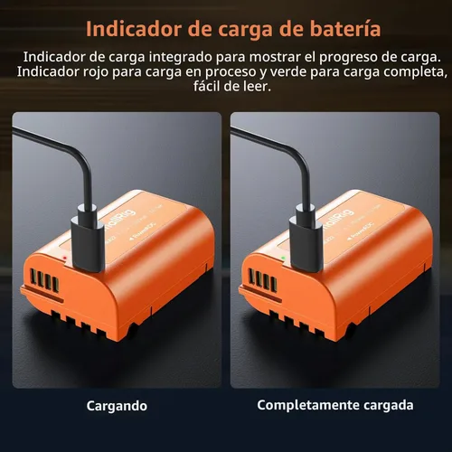 Vista 8 de SMALLRIG DMW-BLK22 USB-C Batería para Panasonic, 2520mAh 2.5H Carga Rápida Naranja