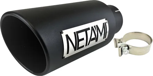 Vista 8 de NETAMI Punta de escape diésel de 4" a 5" de salida de acero inoxidable con borde enrollado cromado pulido
