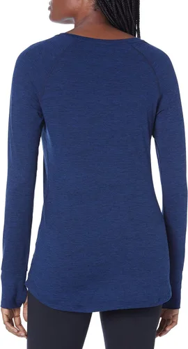 Vista 3 de Tienda Essentials Womens Brushed Tech Stretch Long-Sleeve Crewneck Shirt (Available in Plus Size)