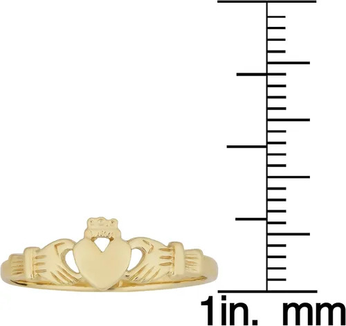 Vista 3 de KoolJewelry Anillo Claddagh de oro amarillo de 10 quilates con pulido brillante (talla 4, 6, 7 u 8)