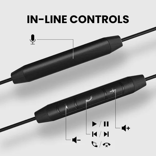 Vista 6 de Avantree Resolve (Tamaños Pequeño y Grande) – Pack de 2 Auriculares de botón con cable de oído abierto con micrófono en línea, ajuste cómodo