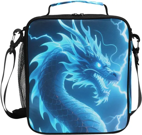 Vista 61 de Lonchera con patrón de cuadros blancos y negros, bolsa de almuerzo aislada, bolsa de preparación para niños, correa de hombro congelable a001