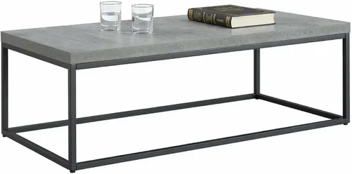 Vista 5 de CENSI - Mesa de café con acento de mármol gris de 47 pulgadas Extra Thick 1.6" Honey-comb Top, Faux Concrete Finish, Modern Industrial Rectangle