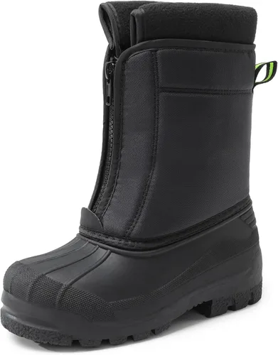 Vista 10 de DREAM PAIRS Botas impermeables de nieve de invierno para niños y niñas, para niños pequeños/grandes Negro
