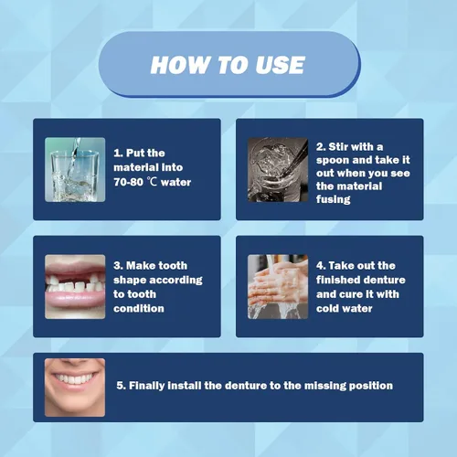 Vista 6 de Kit de reparación de dientes de 1.0 fl oz, kit de reemplazo de dientes temporales – Perlas moldeables de ajuste térmico para rellenar dientes