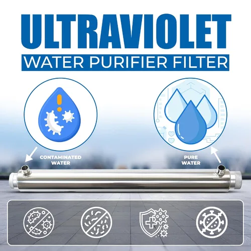 Vista 2 de Ozmosis Filtro purificador de agua ultravioleta para toda la casa, 55 W, unidad UV de acero inoxidable de 120 V, entrada/salida MNPT de 1/2 pulgada