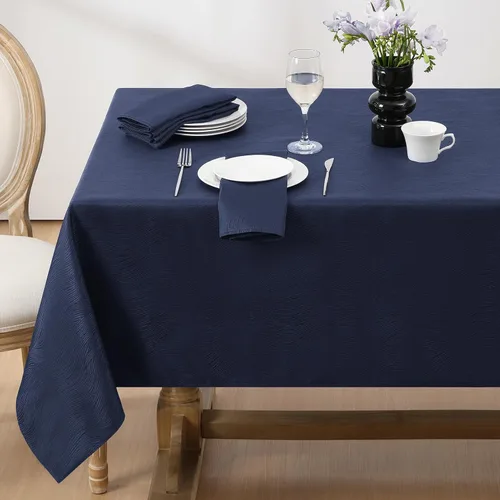Vista 21 de Softalker Mantel rectangular de jacquard, diseño de remolinos, impermeable, resistente a las manchas, sin arrugas, tela de gran peso para Beige