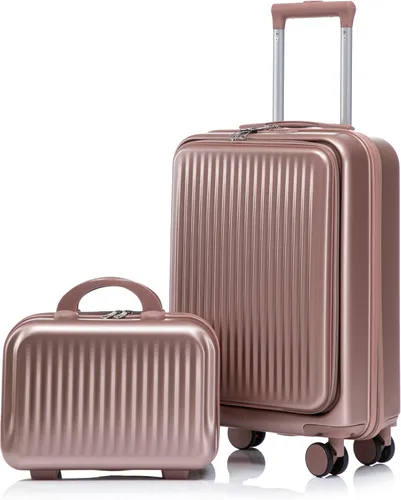 Vista 27 de Merax 3 piezas expandible ABS Hardshell equipaje Sets Spinner Wheel Maleta TSA Lock Suit Case, Apertura frontal negra, Juego de 2 piezas, Maleta