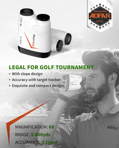 Vista 2 de AOFAR GX-6F PRO - Telémetro de golf con interruptor de inclinación e ángulo, bloqueo de bandera con vibración de pulso y escaneo continuo, diseño