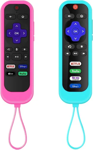 Vista 11 de Juego de 3 fundas para controles remotos Westinghouse Roku TV Onn Roku TCL Hisense Roku Funda protectora de silicona universal para Roku Remote