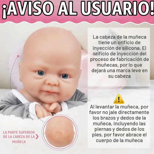 Vista 2 de Vollence - Muñeca realista de silicona completa de 14 pulgadas, niño platino realista
