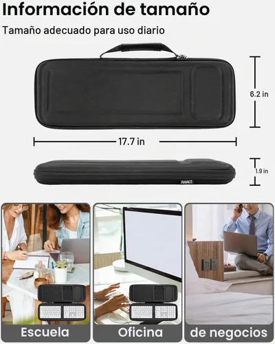 Vista 4 de RAIACE Funda rígida de almacenamiento compatible con Apple Magic Keyboard + Magic Mouse. (solo funda), color negro