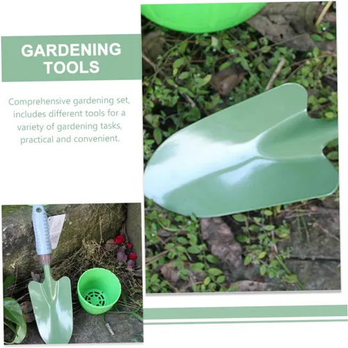 Vista 6 de POPETPOP Juego de herramientas manuales de jardinería: rastrillo de pala multifuncional, ligero, cómodo, mango de plástico, fácil de almacenar, kit