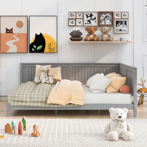 Vista 21 de Sofá cama de madera de diseño clásico, sofá cama, cama de plataforma, tamaño individual con salud y comodidad para dormitorio, estudio, sala