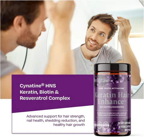 Vista 5 de ResVitále Keratin Hair Enhance - Suplemento de queratina para el crecimiento del cabello - 60 cápsulas