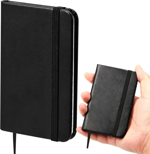 Vista 10 de Qeeenar Paquete de 10 cuadernos de bolsillo de cuero de tapa dura, mini diarios rayados de 4 x 2.5 pulgadas, diseño de hojas doradas, 50 hojas