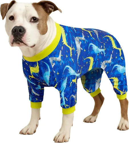 Vista 20 de LovinPet Mono grande para perros, camisas elásticas de algodón con estampado de animales, ropa completa para perros perfecta para evitar que lamen
