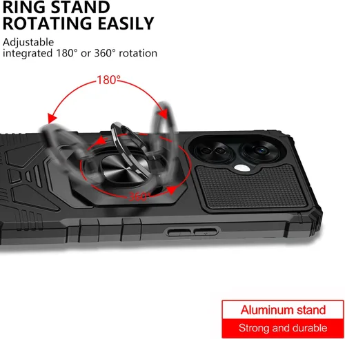 Vista 4 de Ailiber - Funda para OnePlus Nord N30 5G, protector de pantalla, color negro Flexible Stable Ring Kickstand Holder Military-Grade Drop Protection
