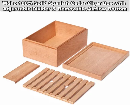 Vista 4 de Woho Bandeja 100% de la caja del cigarro del humidor del cedro español