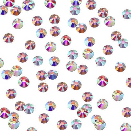 Vista 2 de SS20 AB Crystal Diamond Rhinestones Flat Back Round Rhinestones Cristales iridiscentes Redondas Perlas de Cristal Plano Trasero (2000 piezas)